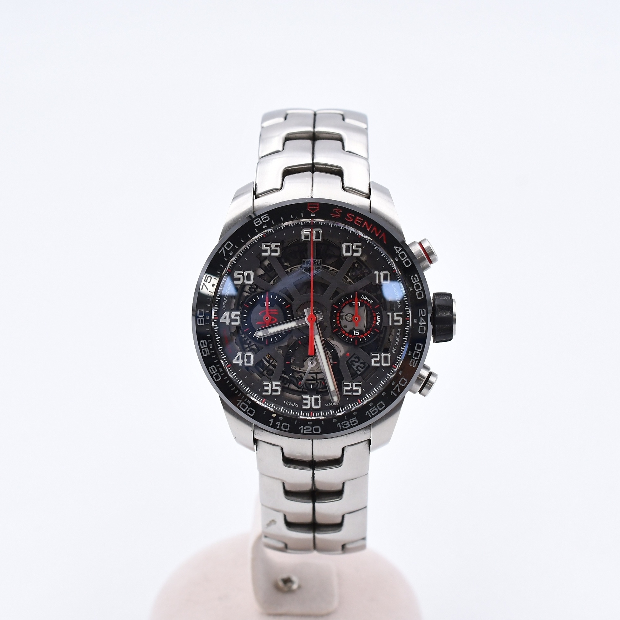 タグホイヤー カレラ キャリバー ホイヤー02 クロノグラフ アイルトン・セナ スケルトン文字盤 SS/AT Bランク
