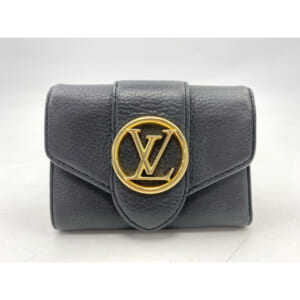 ルイ・ヴィトン ポルトフォイユLV ポンヌフ コンパクト ノワール カーフレザー GD金具 M80300