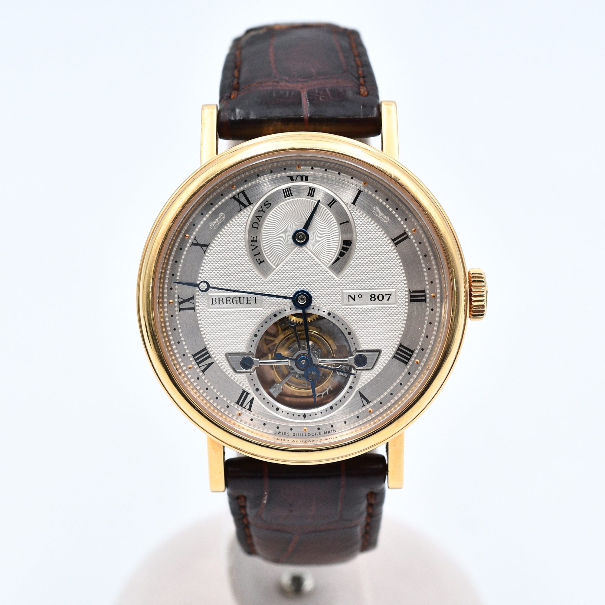 ブレゲ クラシック コンプリケーション トゥールビヨン シルバー文字盤 750×革/AT Bランク