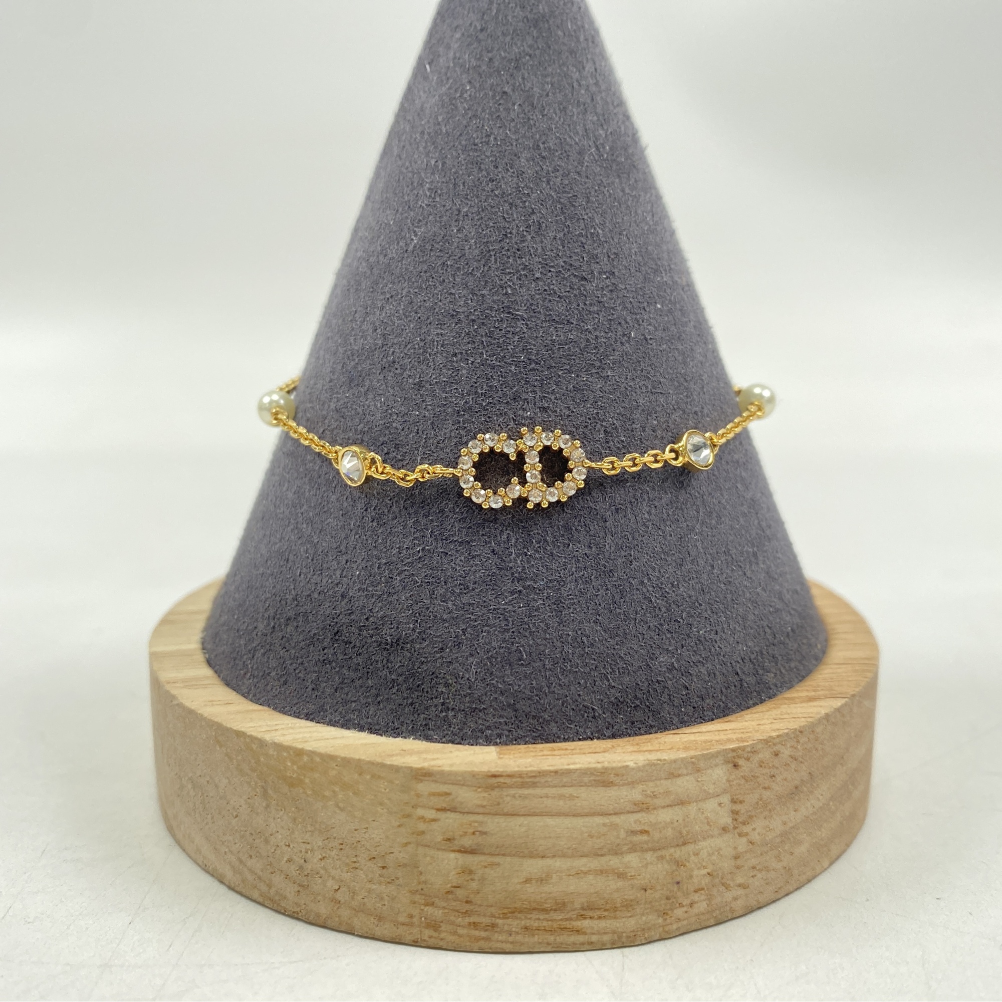 ディオール CDロゴ ブレスレット ラインストーン フェイクパール GP