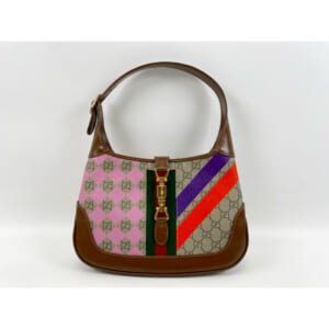 グッチ ジャッキー1961 GGスプリーム ジオメトリック 2WAYショルダーバッグ ブラウン×ピンク×赤×紫 PVC×レザー 636706 買取実績【買取日：2025年4月3日】