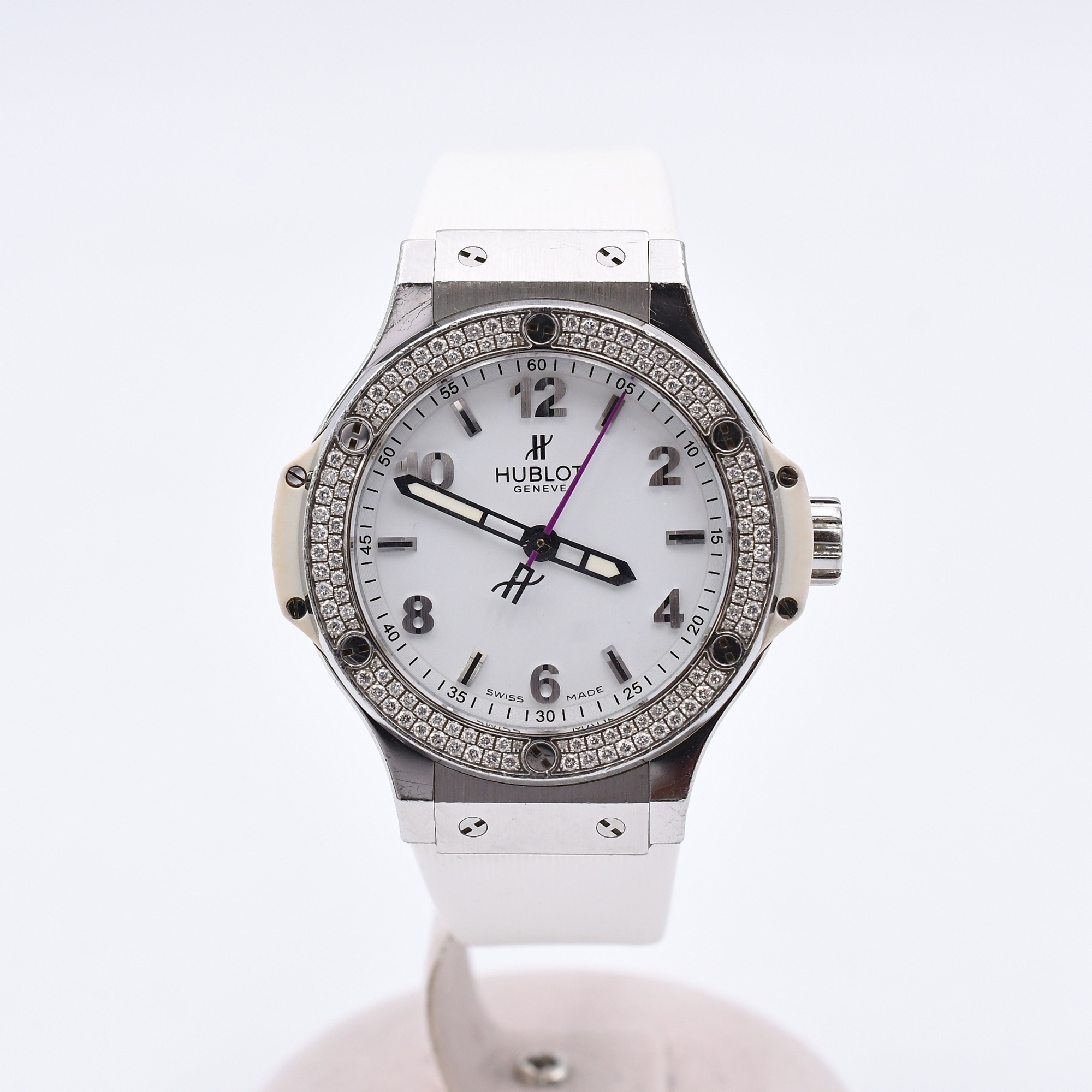 ウブロ ビッグ・バン スマイリングチルドレン ダイヤベゼル 白文字盤 SS×ラバー/AT Bランク