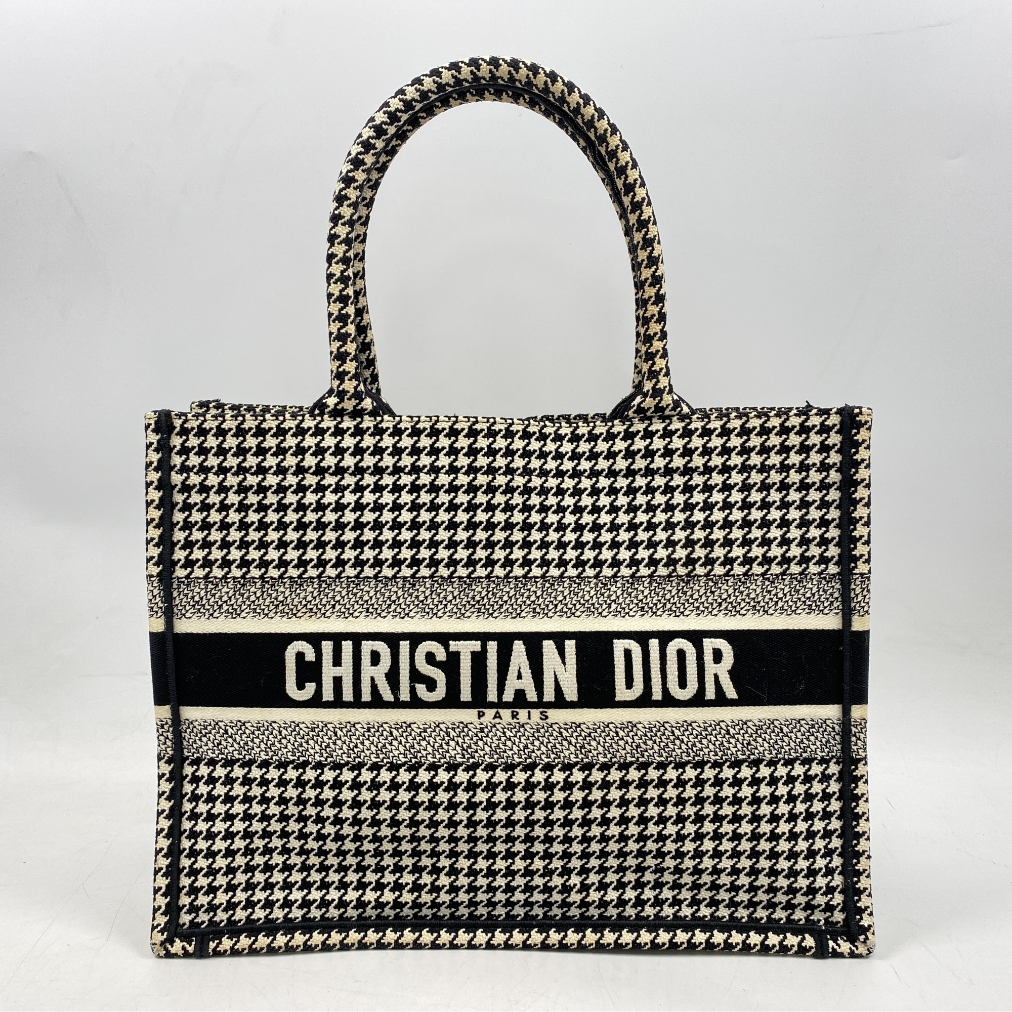ディオール ブックトート ミディアム 千鳥格子 黒×白 キャンバス 買取