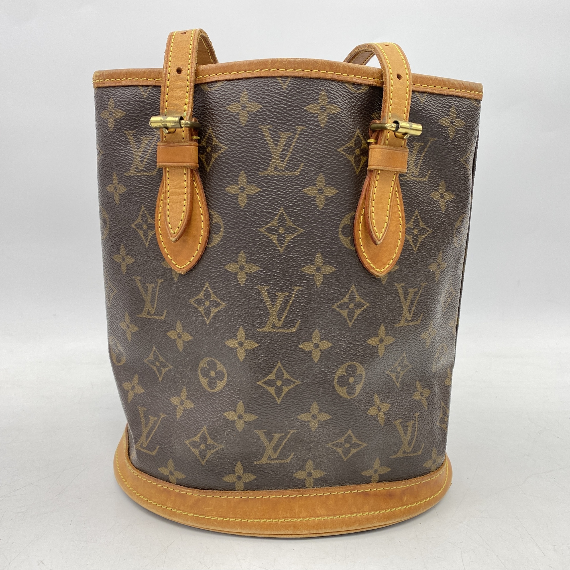 ルイ・ヴィトン モノグラム プチ・バケット ショルダーバッグ ブラウン PVCレザー M42238 Bランク