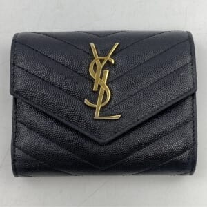 サンローラン ロゴ コンパクトスリーフォールドウォレット 三つ折り財布 ブラック レザー GP 買取実績【買取日：2026年1月8日】