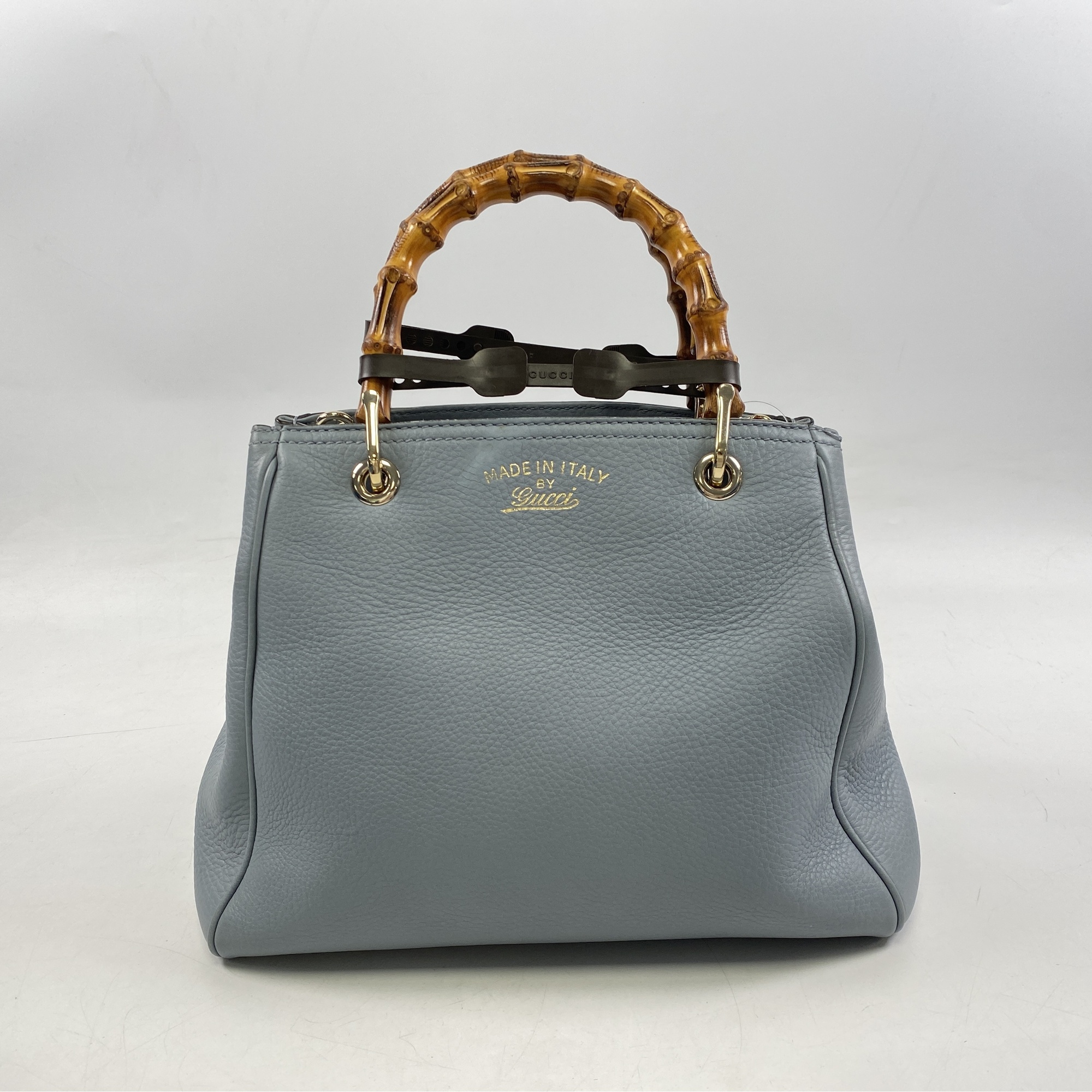 グッチ バンブーショッパー 2Wayハンドバッグ レザー 青系 Bランク