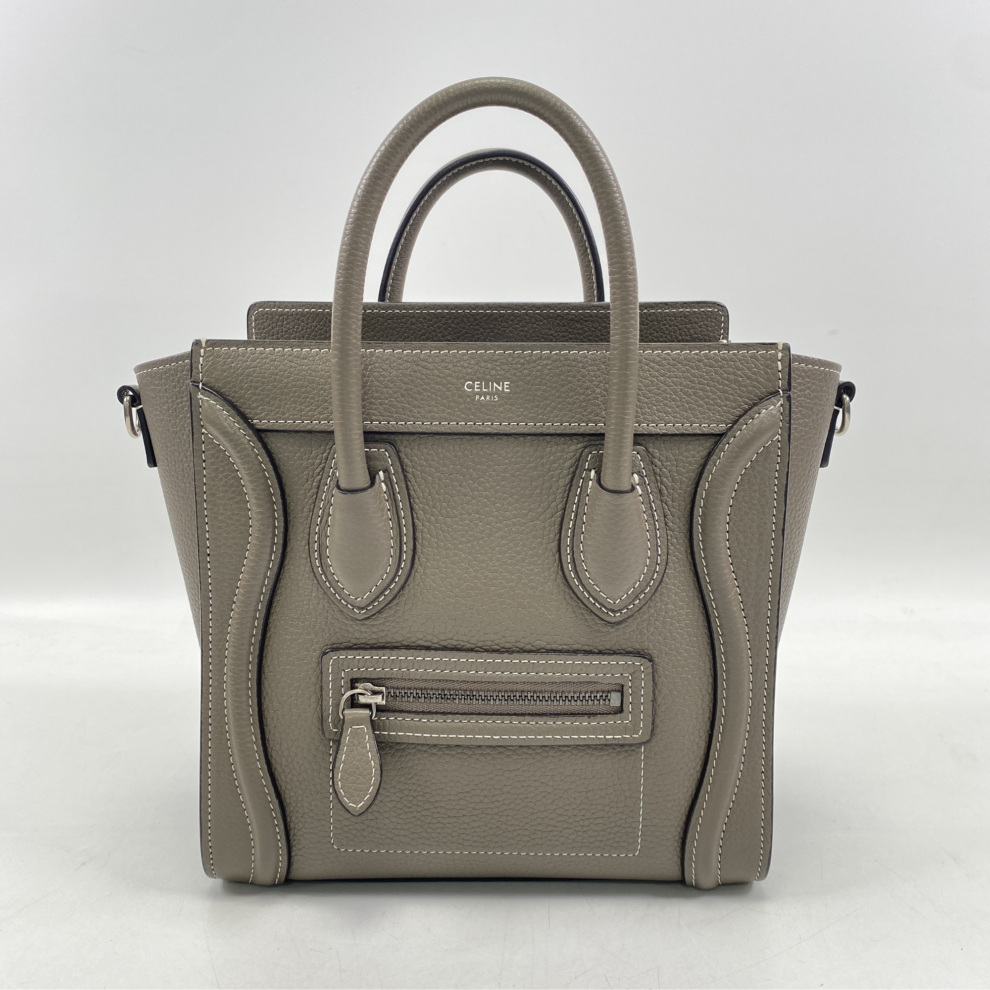 セリーヌ ラゲージナノ 2WAYショルダーバッグ レザー グレージュ Bランク