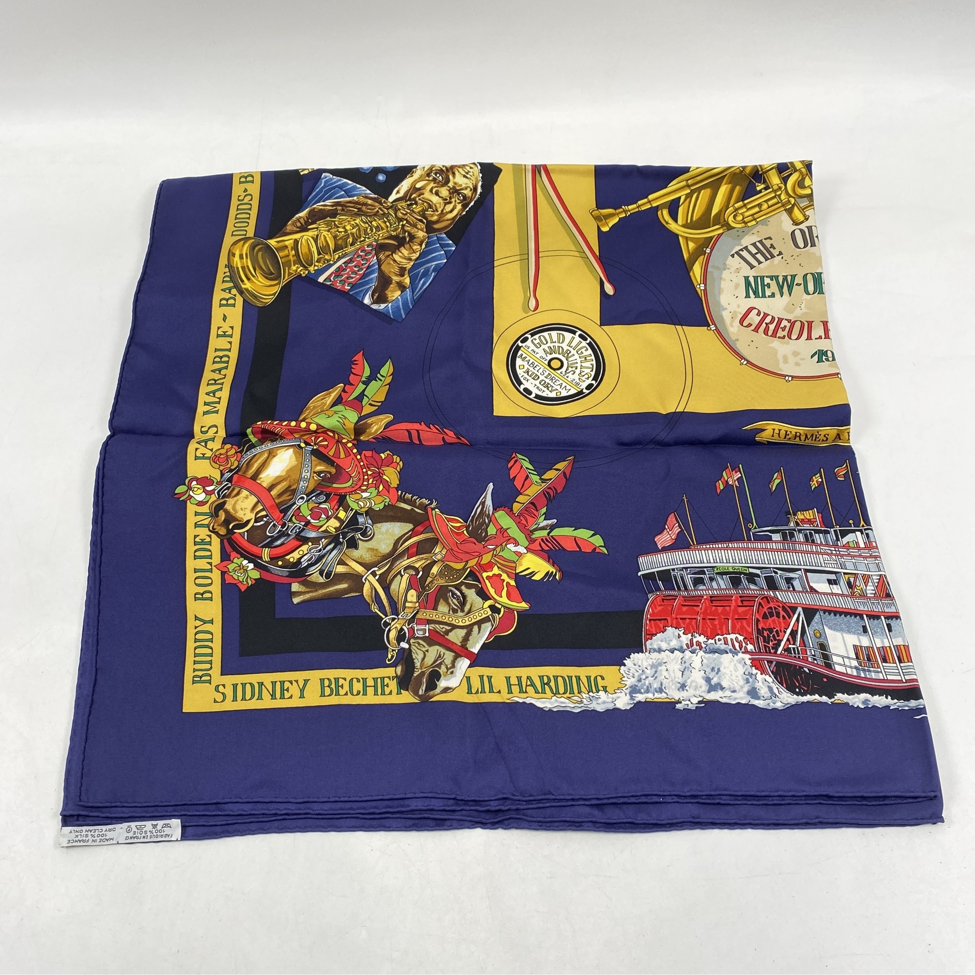 エルメス カレ90 THE ORIGINAL NEW-ORLEANS CREOLE JAZZ シルク Bランク