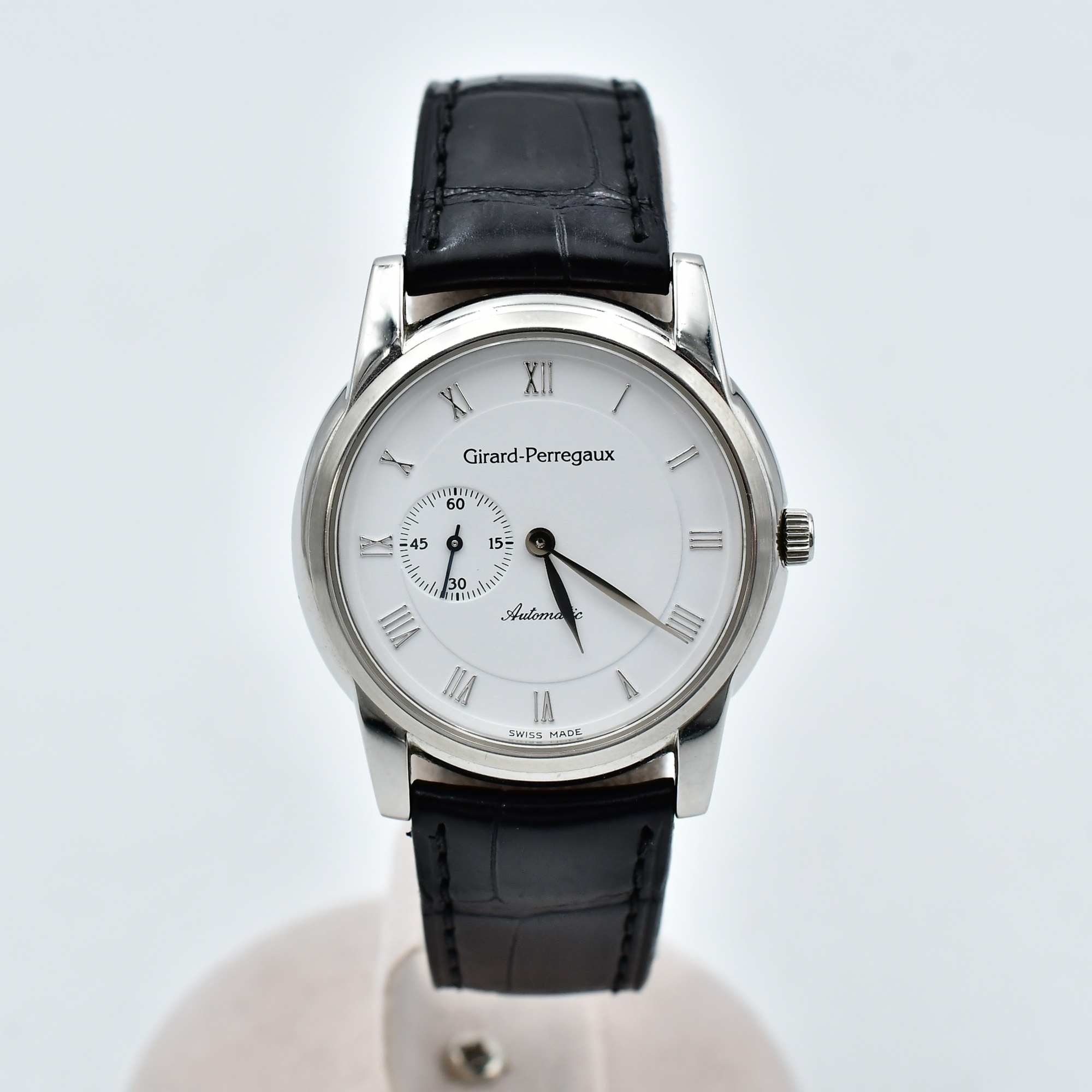 ジラール ペルゴ スモールセコンド 白文字盤 SS×レザー/AT Aランク