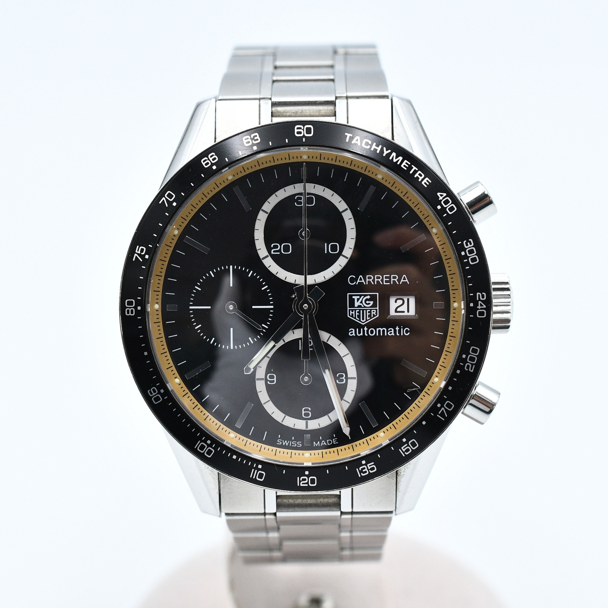 タグホイヤー カレラ リングマスター ルイス ハミルトン 黒文字盤 SS/AT 500本限定 Bランク