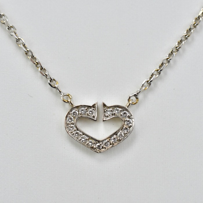 カルティエ Cハート ネックレス K18WG N11633 ABランク