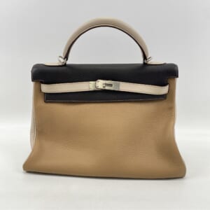 エルメス ケリー32 内縫い トリコロール タバック×アルジル×ブラウン トリヨンクレマンス SV金具 □G刻印 買取実績【買取日：2025年11月11日】