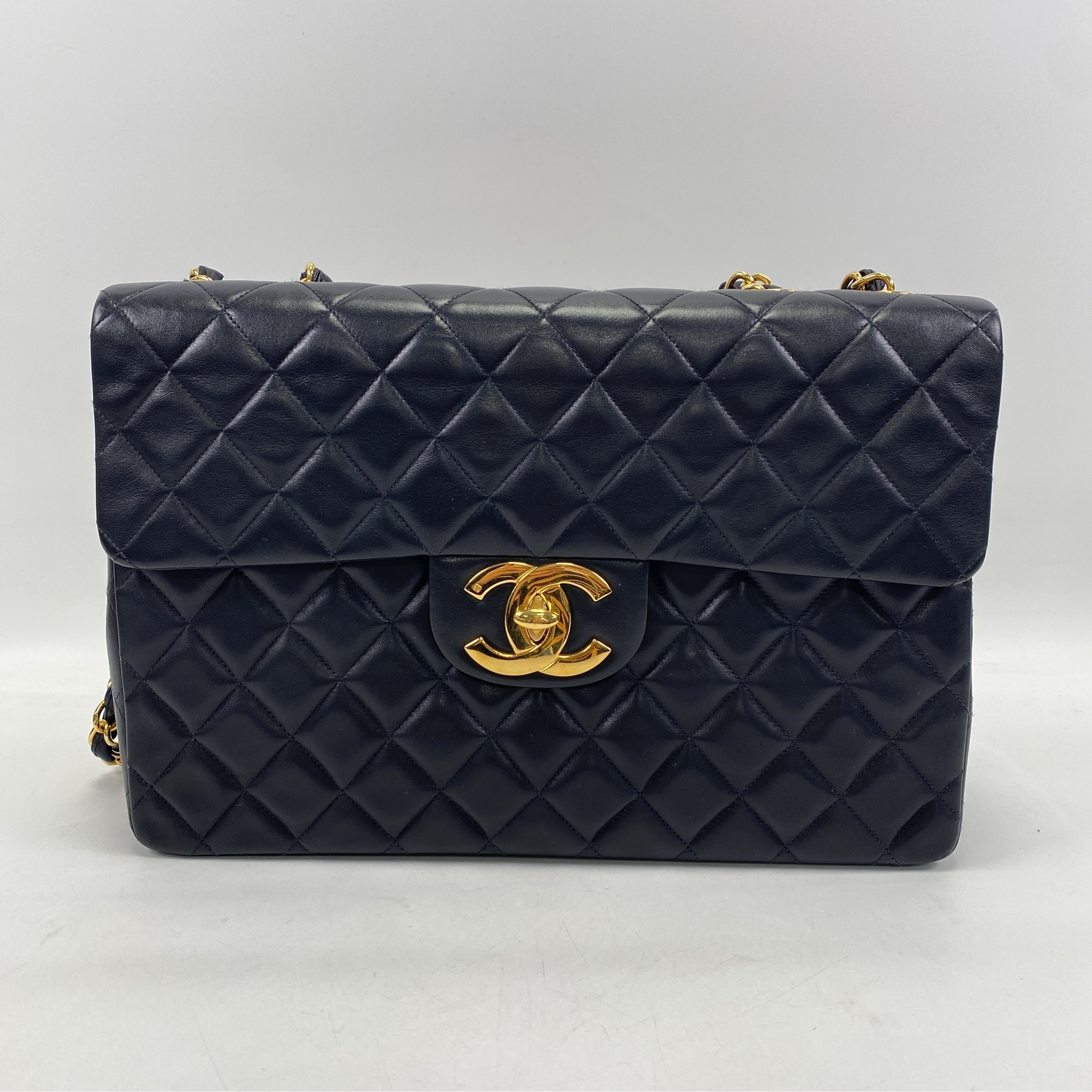 シャネル デカマトラッセ34 SフラップWチェーン 黒 ラムスキン GD金具 Bランク