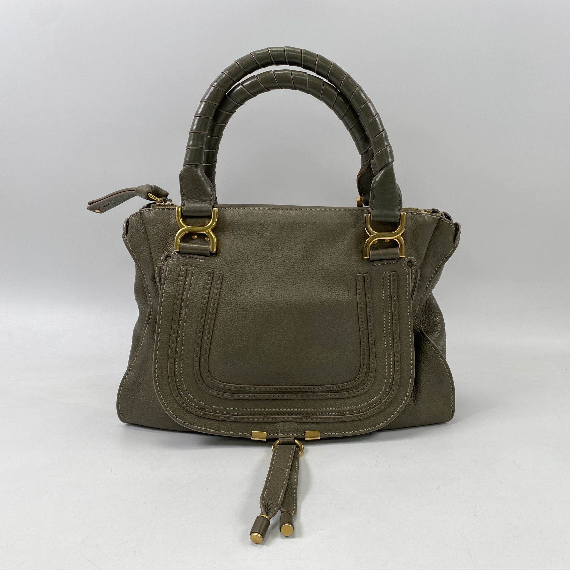 クロエ マーシー ハンドバッグ 緑系 レザー Bランク