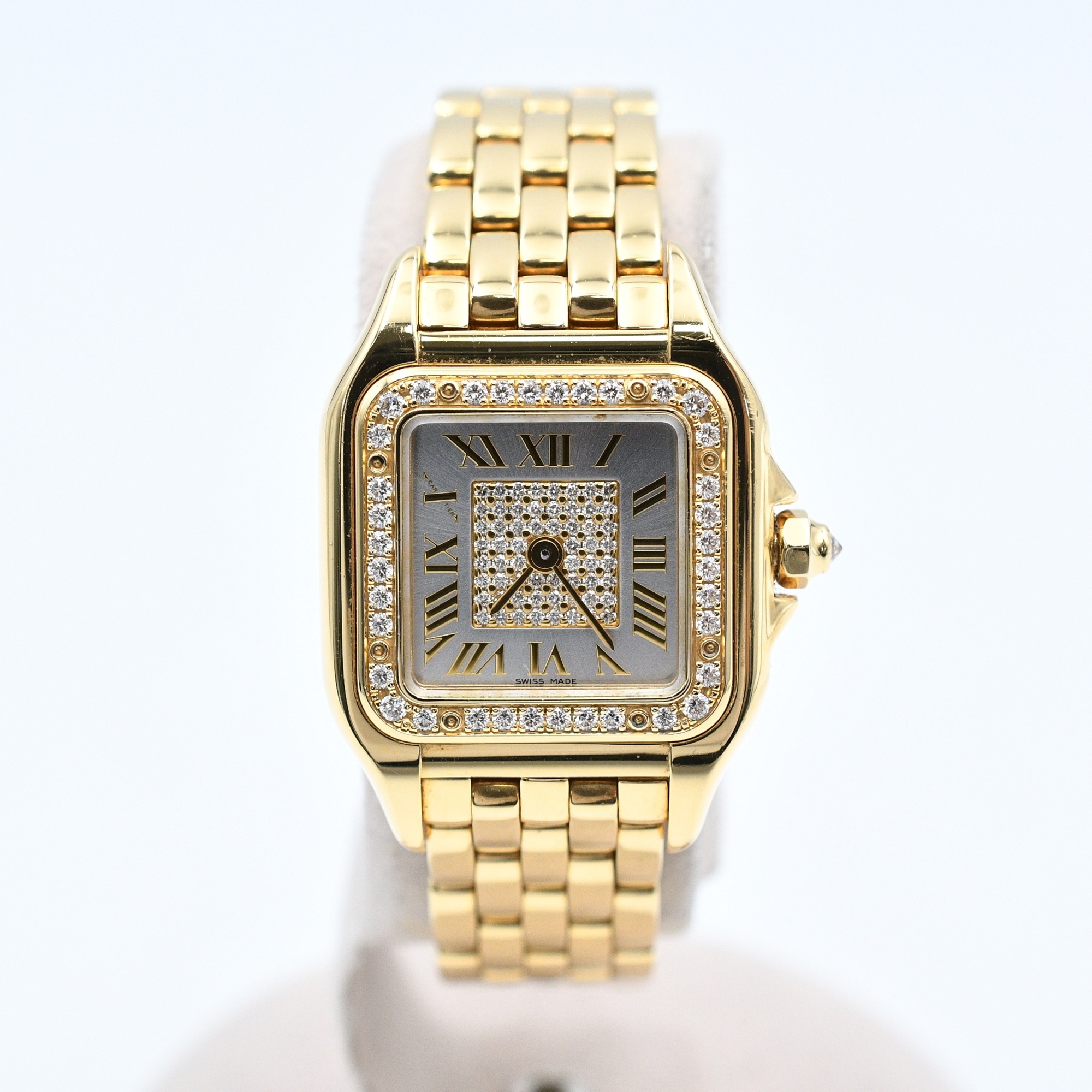 カルティエ パンテール ドゥ カルティエ SM シルバー文字盤 YG/QZ Bランク