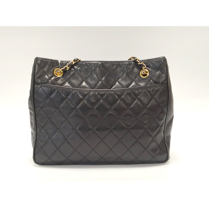 シャネル チェーントート 黒 ラムスキン GD金具 Bランク