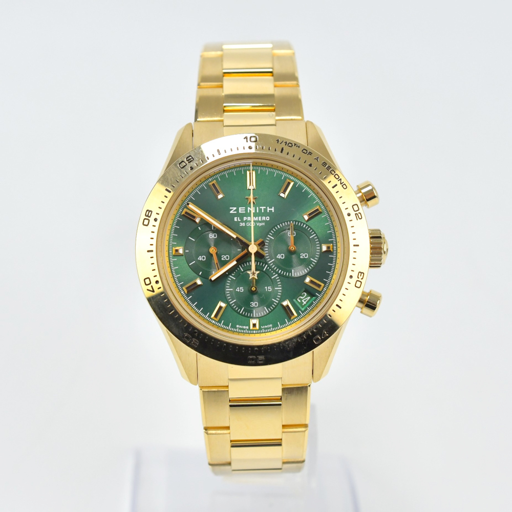 ゼニス クロノマスタースポーツ 緑文字盤 YG/AT 30.3100.3600/56.M3100