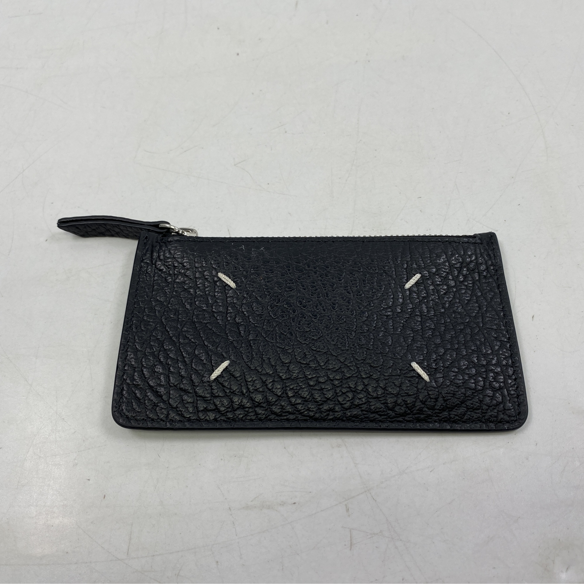 4ステッチ フラグメントケース ポーチ ブラック シルバー金具 レザー ABランク