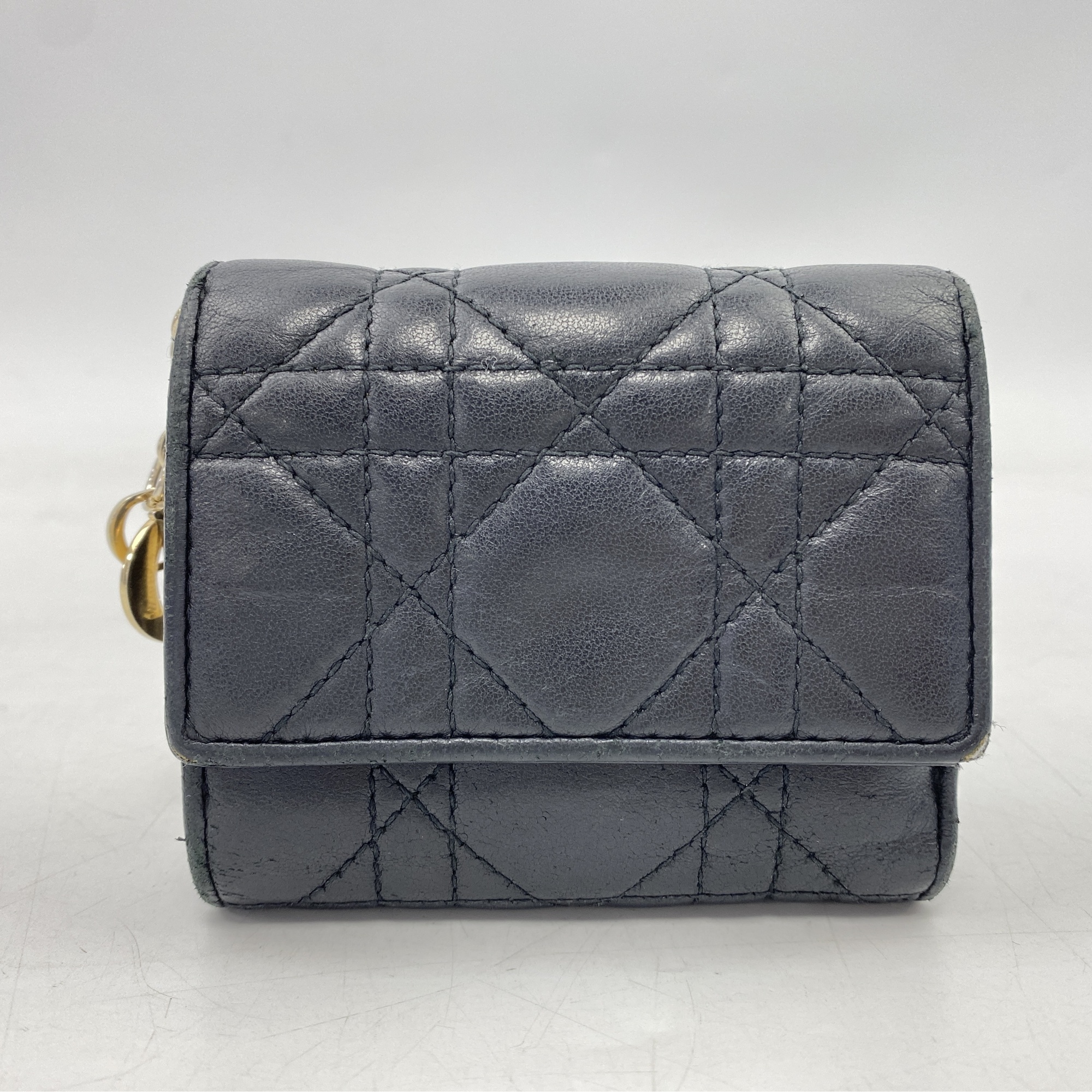 ディオール Lady Dior Lotus ウォレット カナージュ 三つ折り財布 黒 