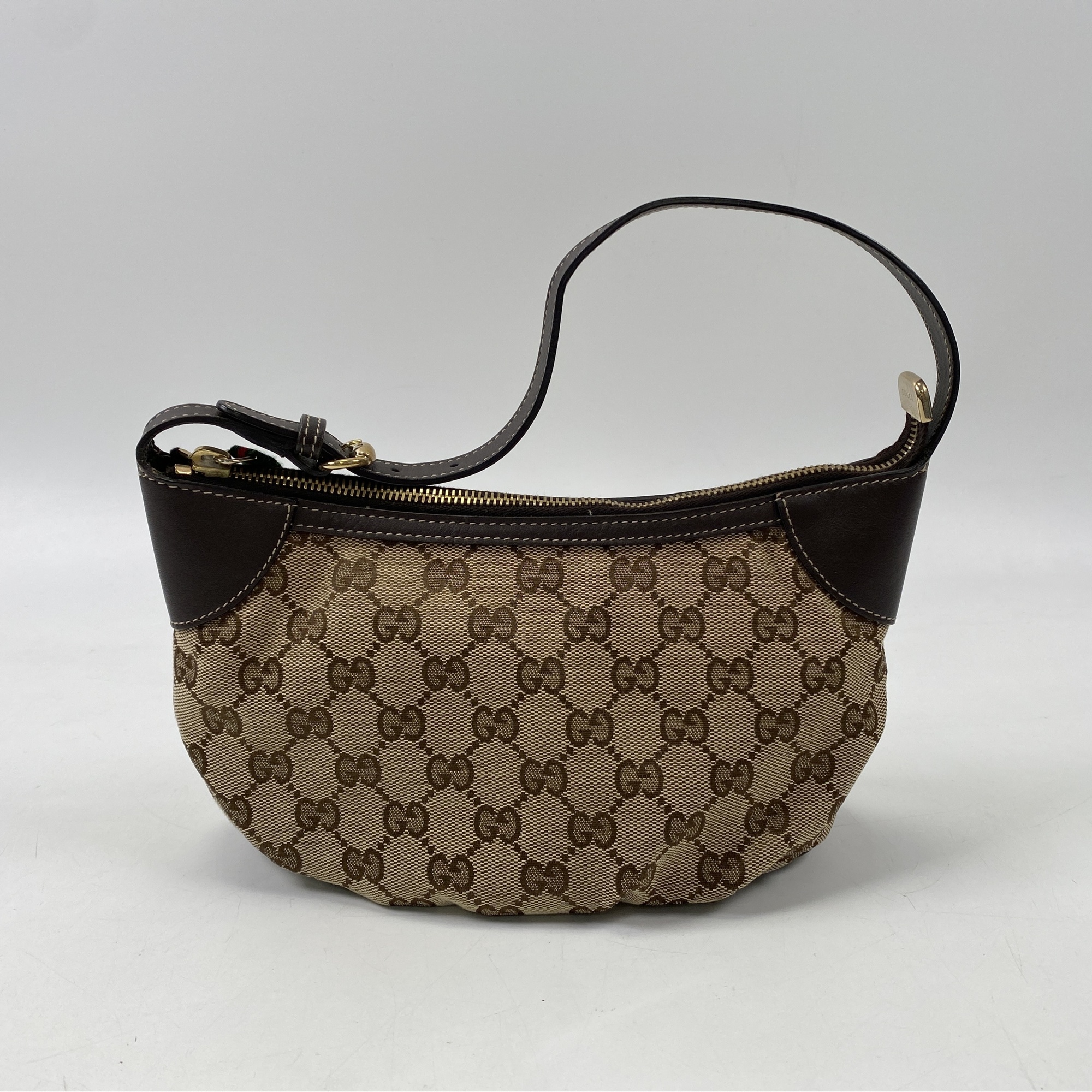 グッチ GGキャンバス ワンショルダーバッグ ブラウン レザー×キャンバス Bランク