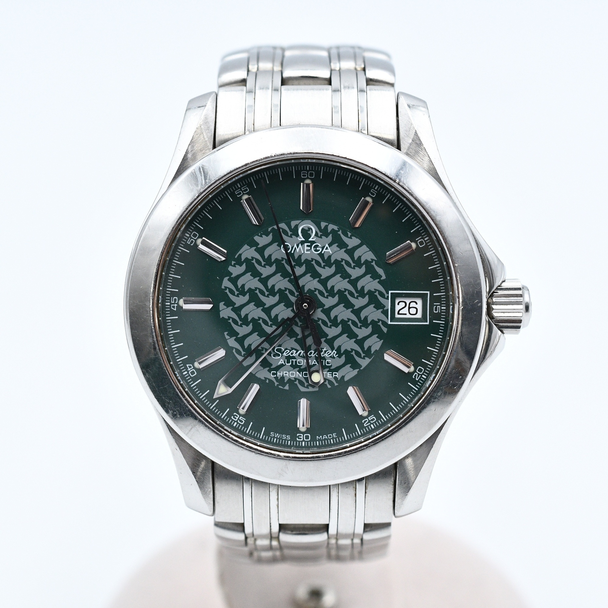 オメガ シーマスター 120ｍ ジャックマイヨール1998 グリーン文字盤 SS/AT Bランク