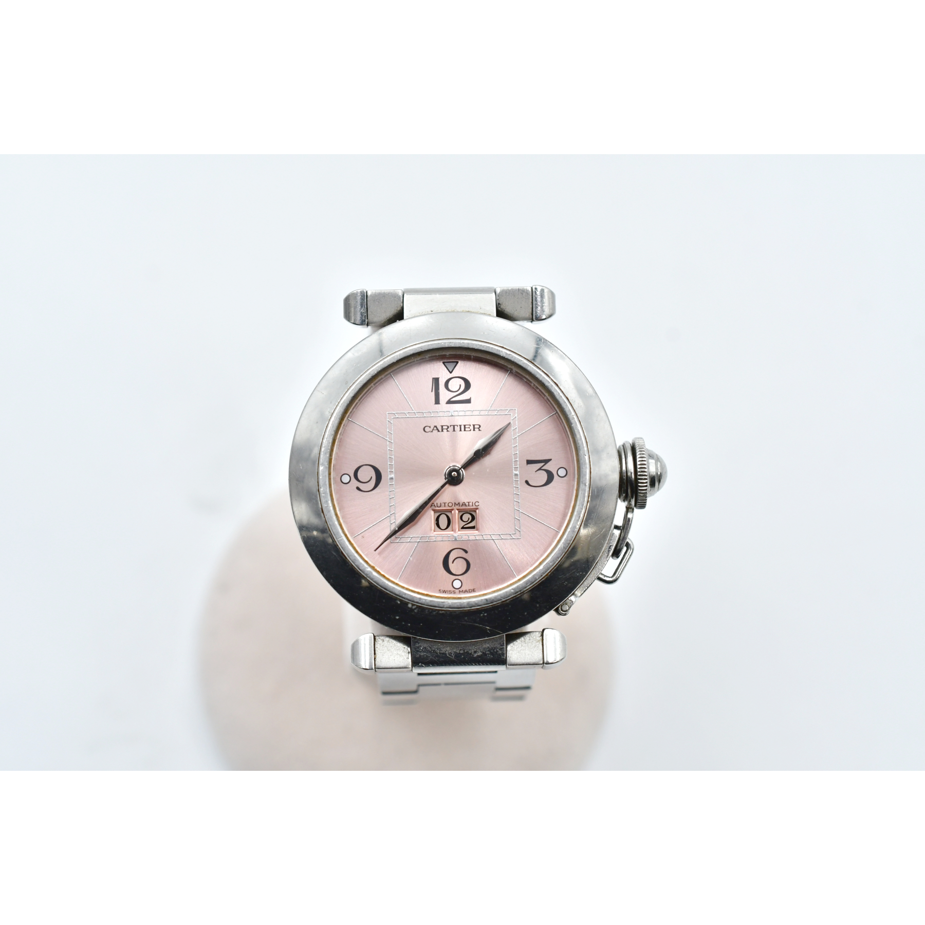 カルティエ パシャC ビッグデイト ピンク文字盤 SS/AT W31058M7 買取