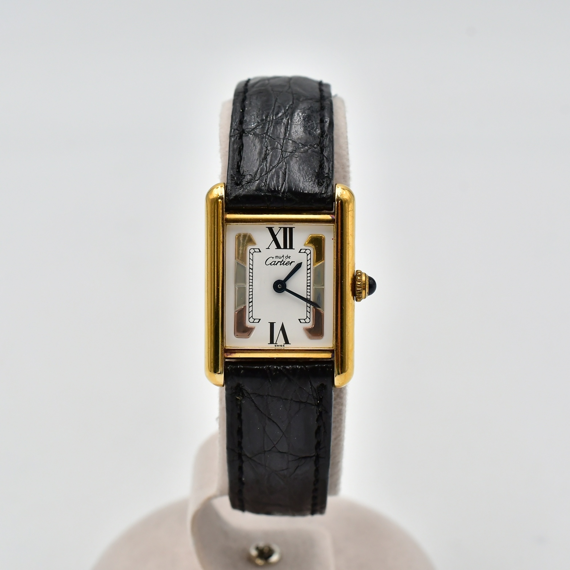 M*A様 ジャンク品　Cartier タンク　ヴェルメイユ カルティエ マストタンク ヴェルメイユ 白文字盤 SV×革/QZ W1006354