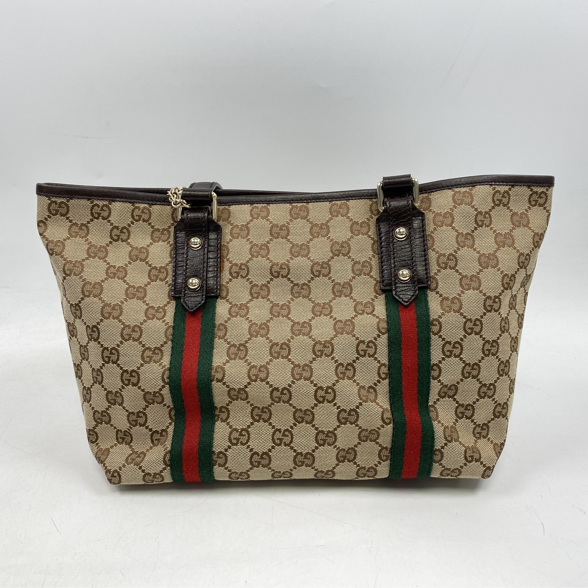 グッチ GGキャンバス ハンドバッグ ベージュ キャンバス×レザー Bランク