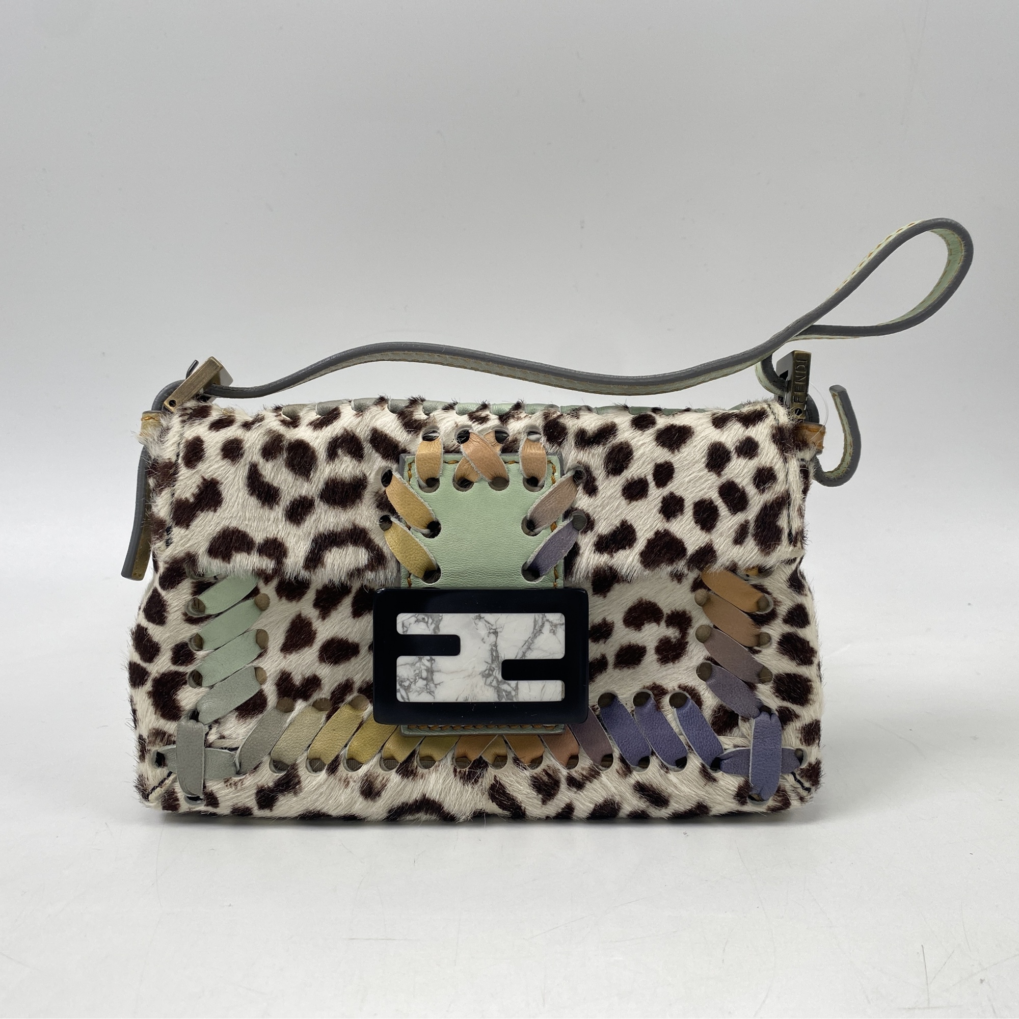 フェンディ マンマバケット ワンショルダーバッグ マルチカラー ファー×レザー ABランク