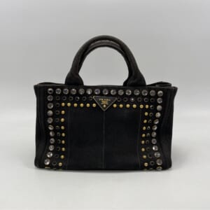 プラダ カナパ ビジュー スタッズ ハンドバッグ 黒 買取実績【買取日：2026年1月18日】