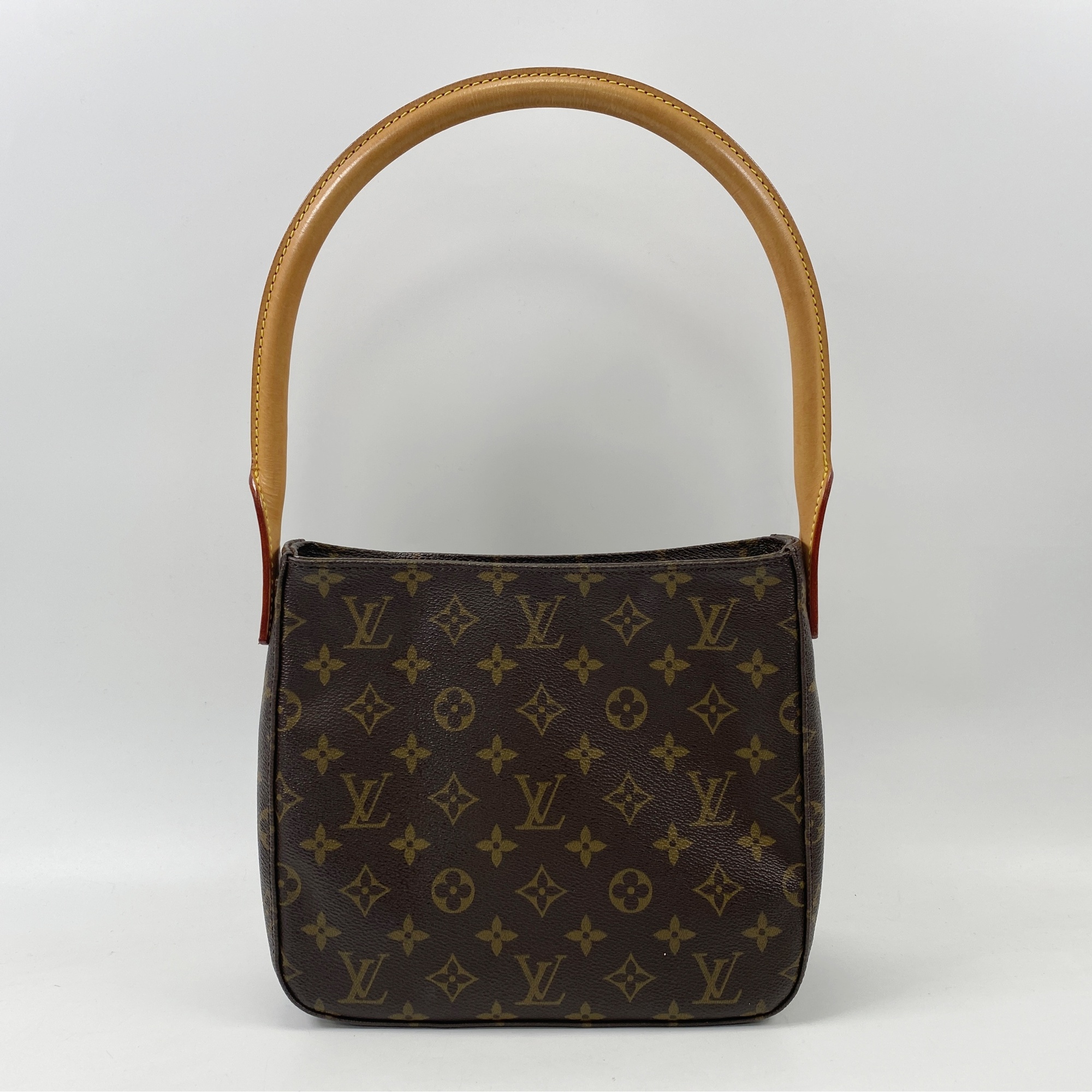 ルイ・ヴィトン モノグラム ルーピングMM ワンショルダーバッグ ブラウン レザー M51146 Aランク