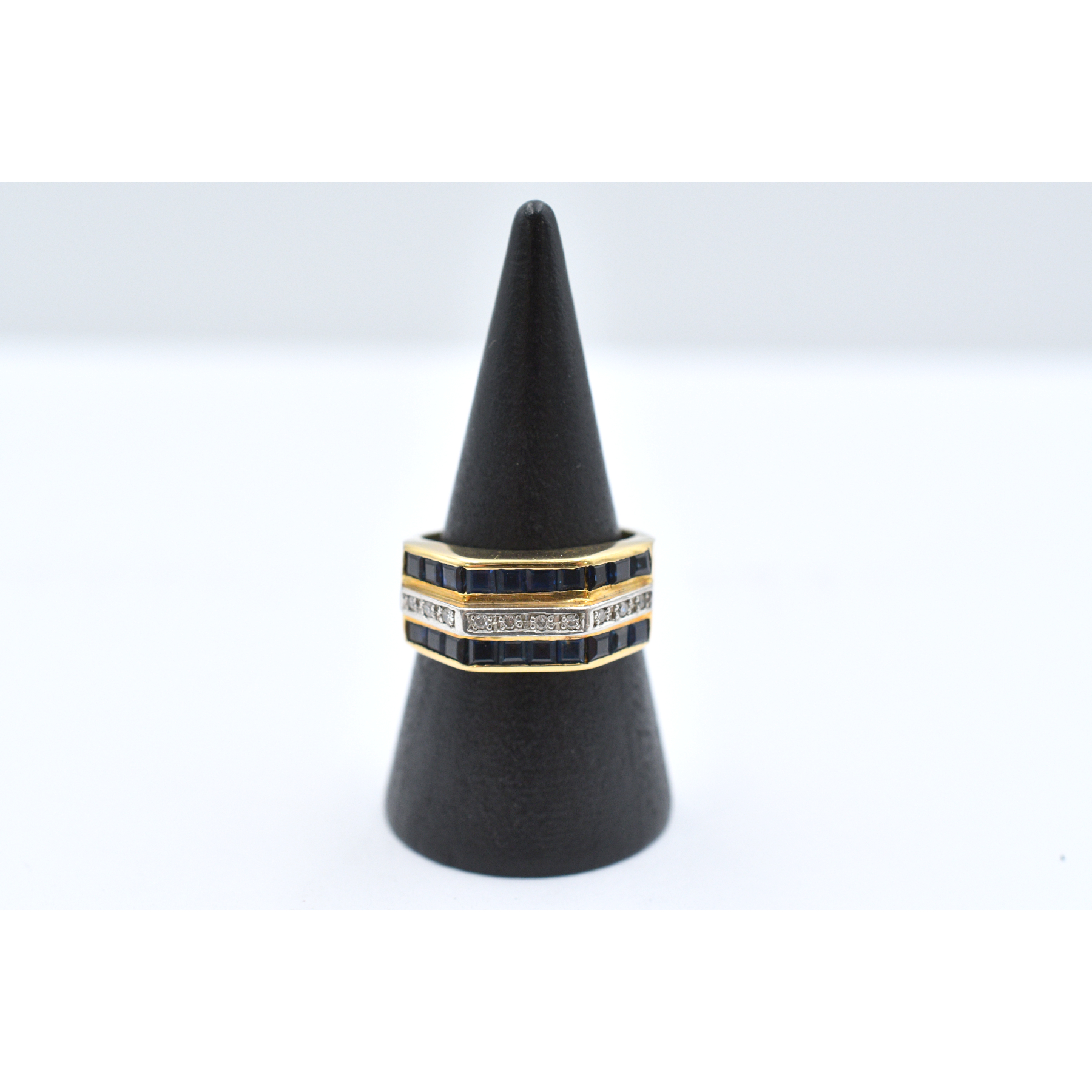 K18/Pt900 サファイアダイヤリング 1.44ct Bランク