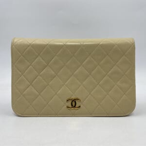 シャネル マトラッセ23 フルフラップ チェーンショルダーバッグ ベージュ ラム GD金具