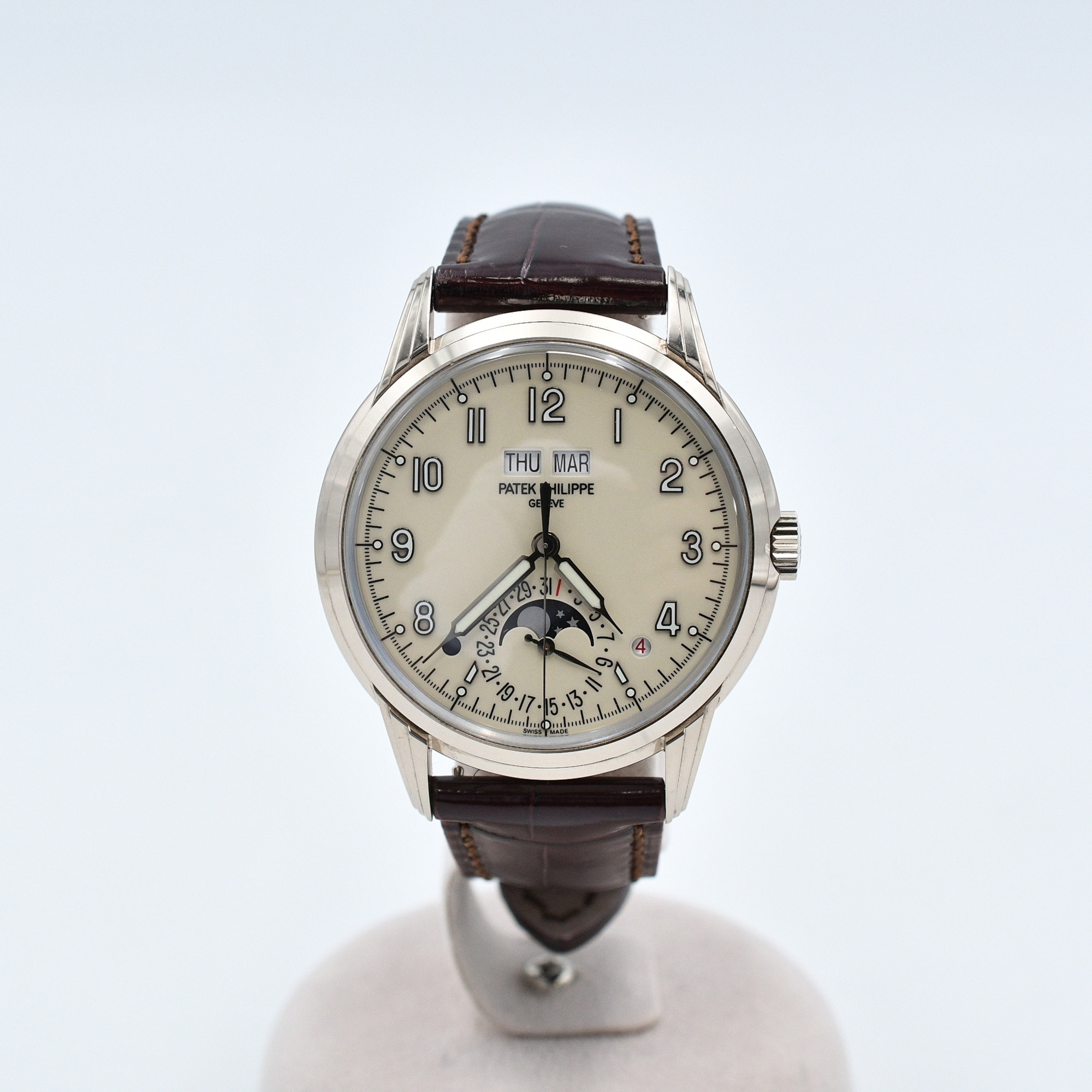 パテック フィリップ グランドコンプリケーション パーペチュアルカレンダー アイボリー文字盤 WG×革/AT Bランク