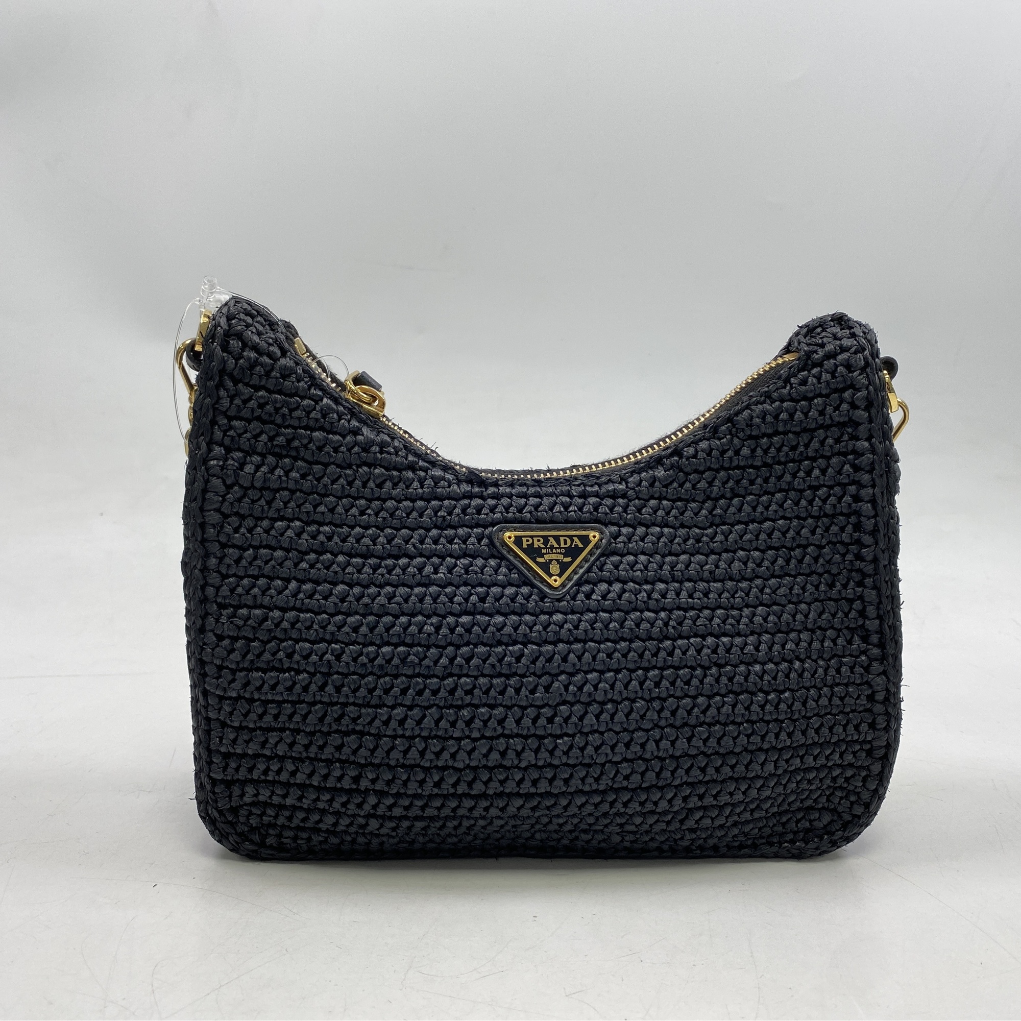 プラダ Re-Edition 2005 ショルダーバッグ ラフィア 黒 Sランク
