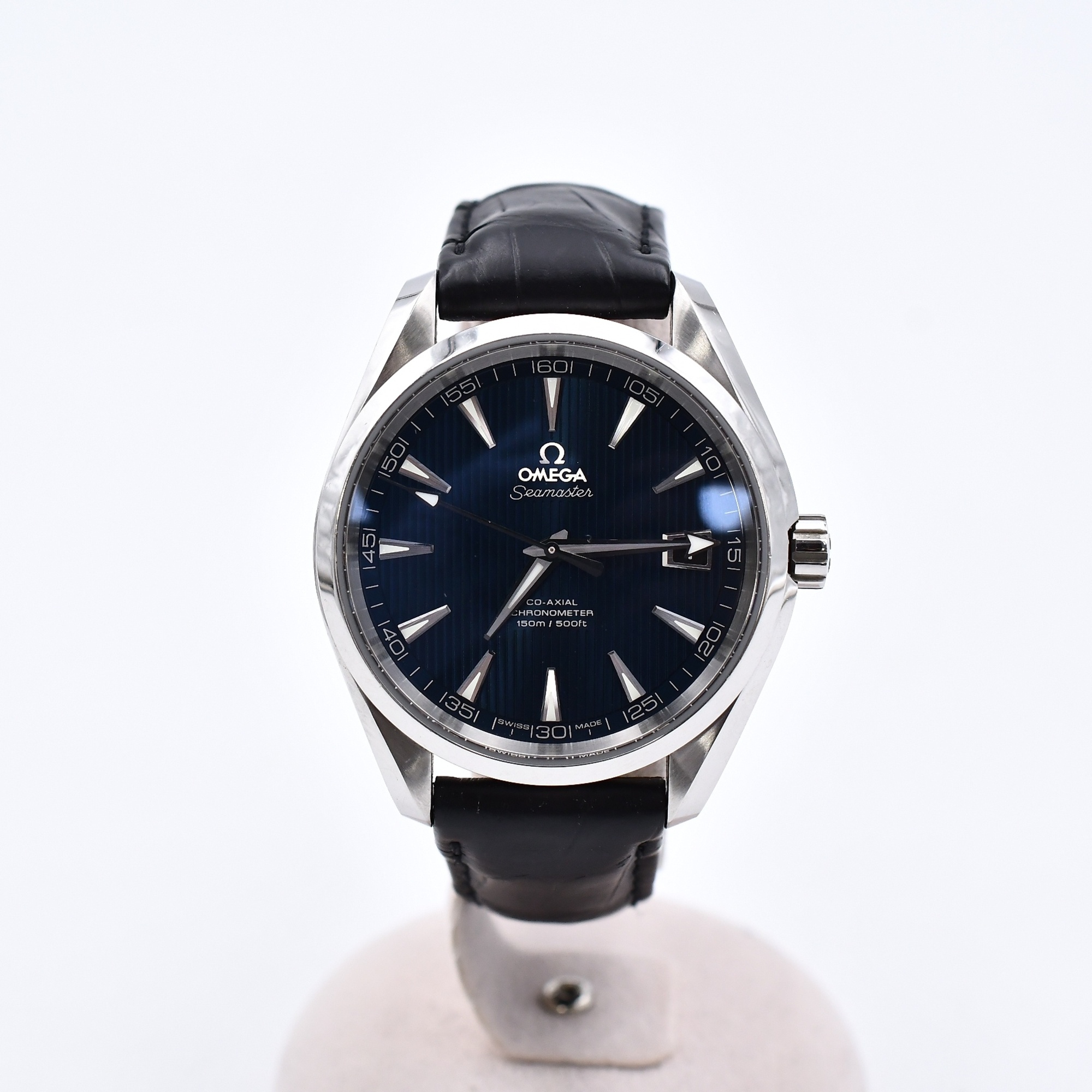 オメガ シーマスター アクアテラ コーアクシャル 青文字盤 SS×革/AT Bランク