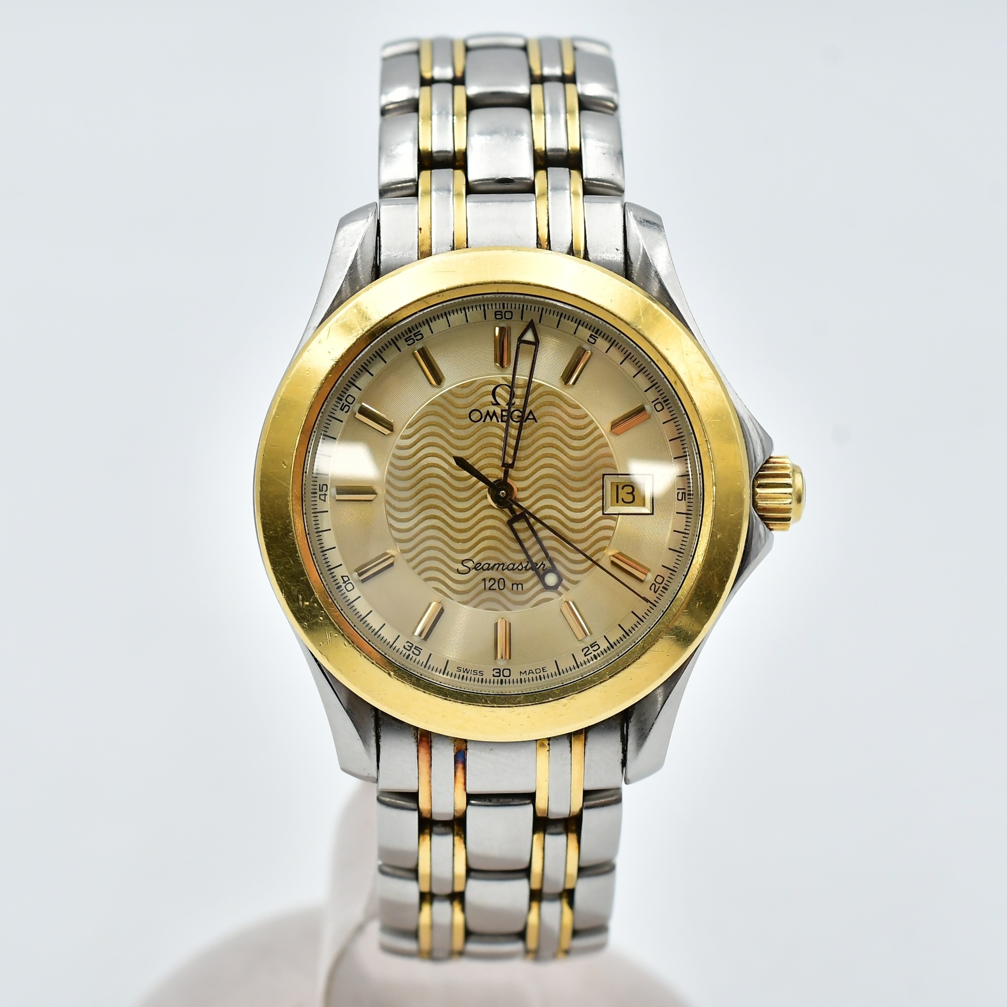 オメガ シーマスター120 デイト シャンパン文字盤 SS×YG/QZ Bランク