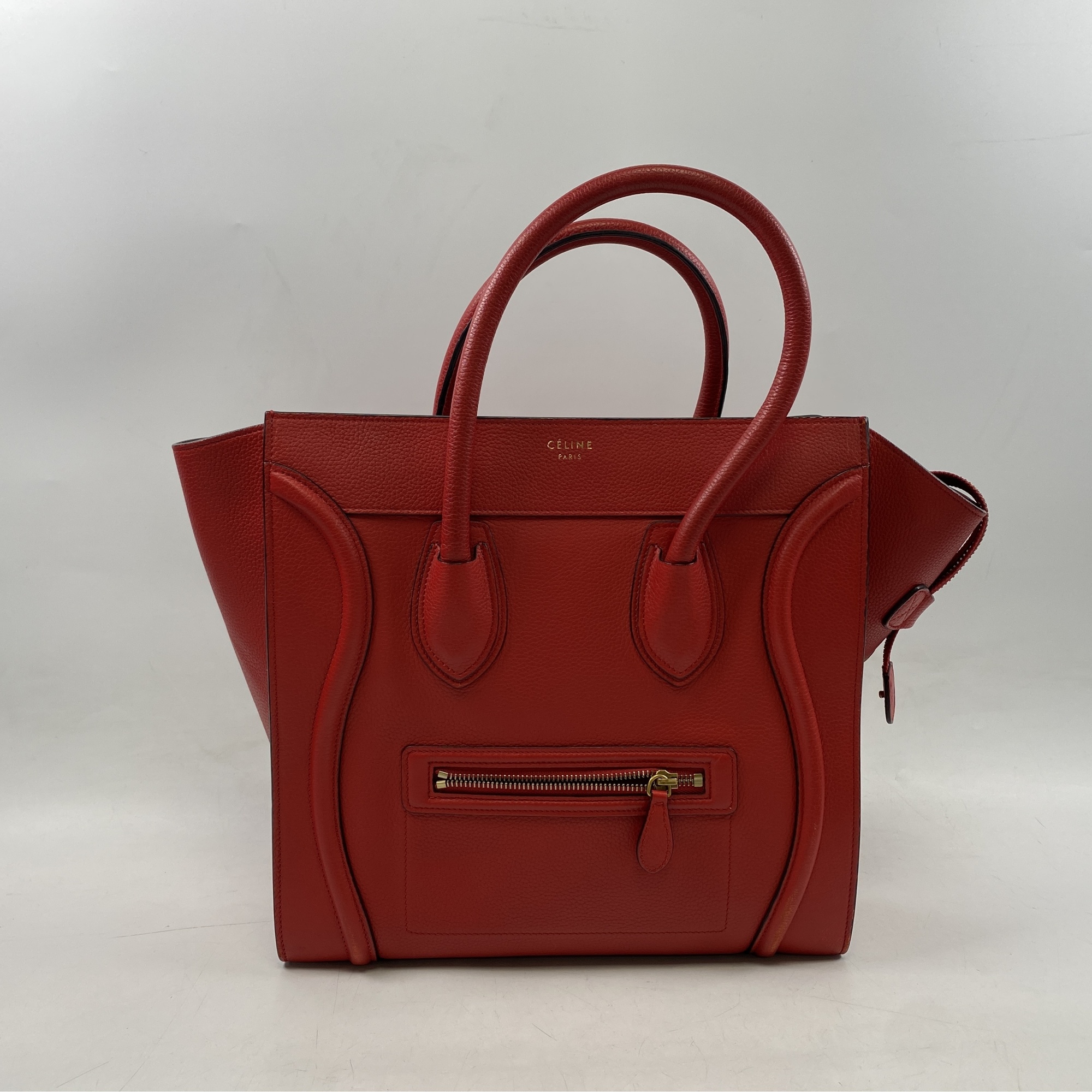 セリーヌ ラゲージ ミニショッパー 赤 レザー Bランク