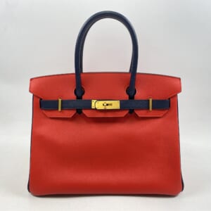 エルメス バーキン30 パーソナルオーダー 赤系×ネイビー エプソン マットGD金具 C刻印 買取実績【買取日：2026年1月26日】