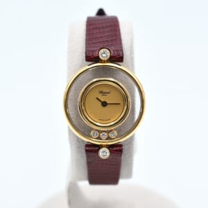 ショパール ハッピーダイヤモンド シャンパン文字盤 YG×革/QZ 20/4802 買取実績【買取日：2026年1月7日】