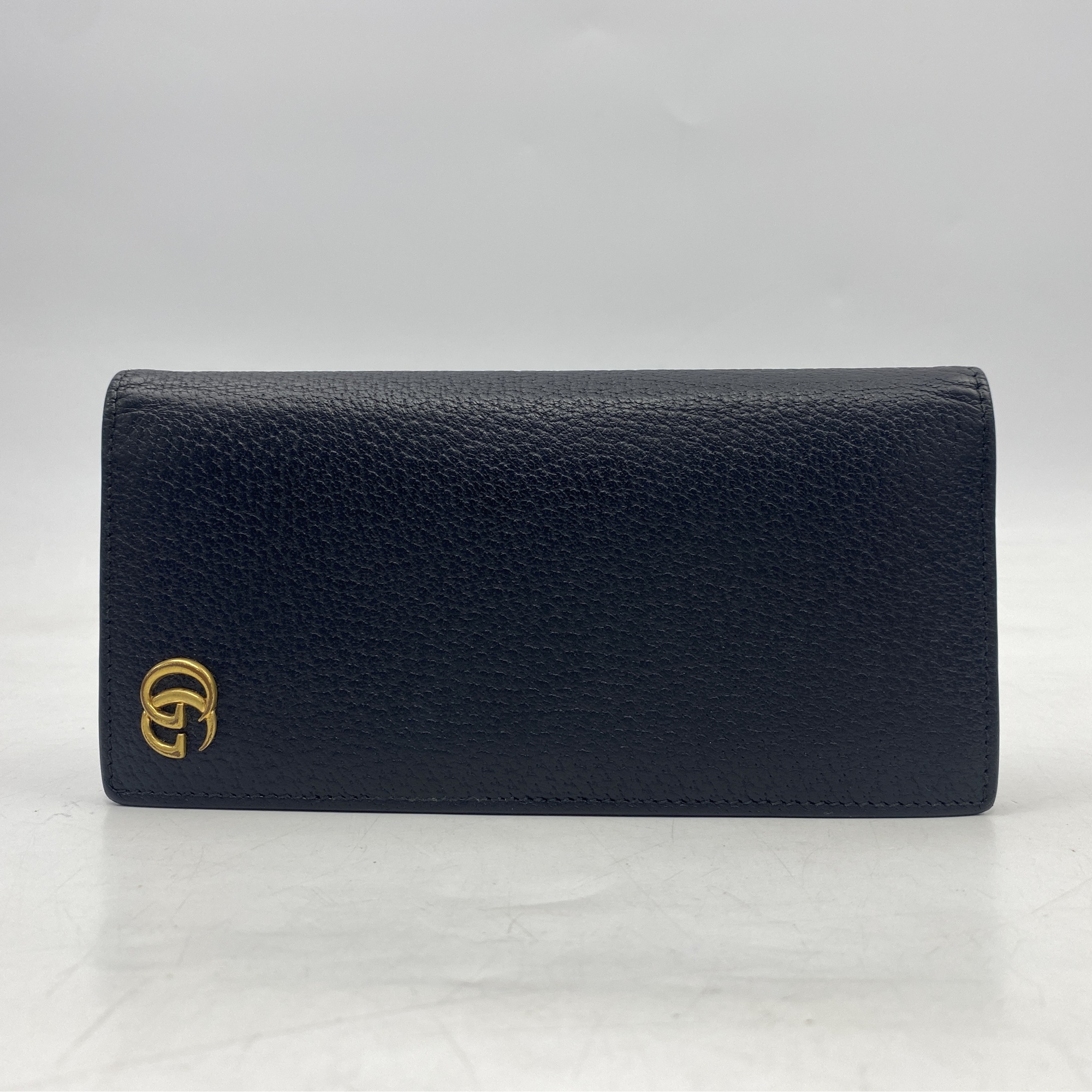 グッチ ダブルG ロングウォレット 長財布 黒 レザー Bランク