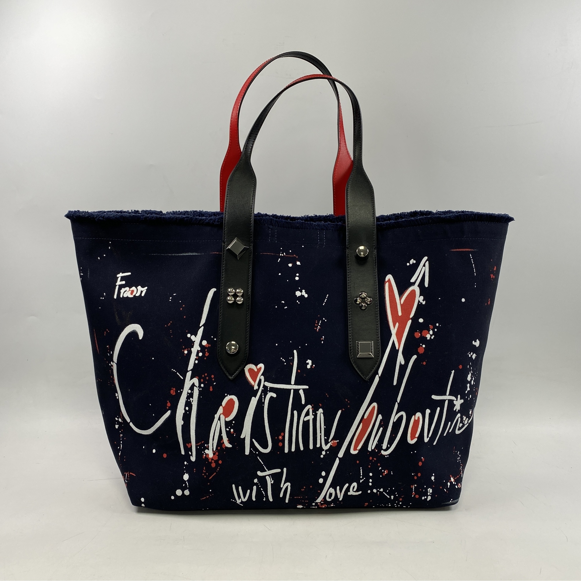 クリスチャンルブタン キャンバス レザー トートバッグ フランジバス レディース クリスチャンルブタン キャンバス レザー トートバッグ フランジバス