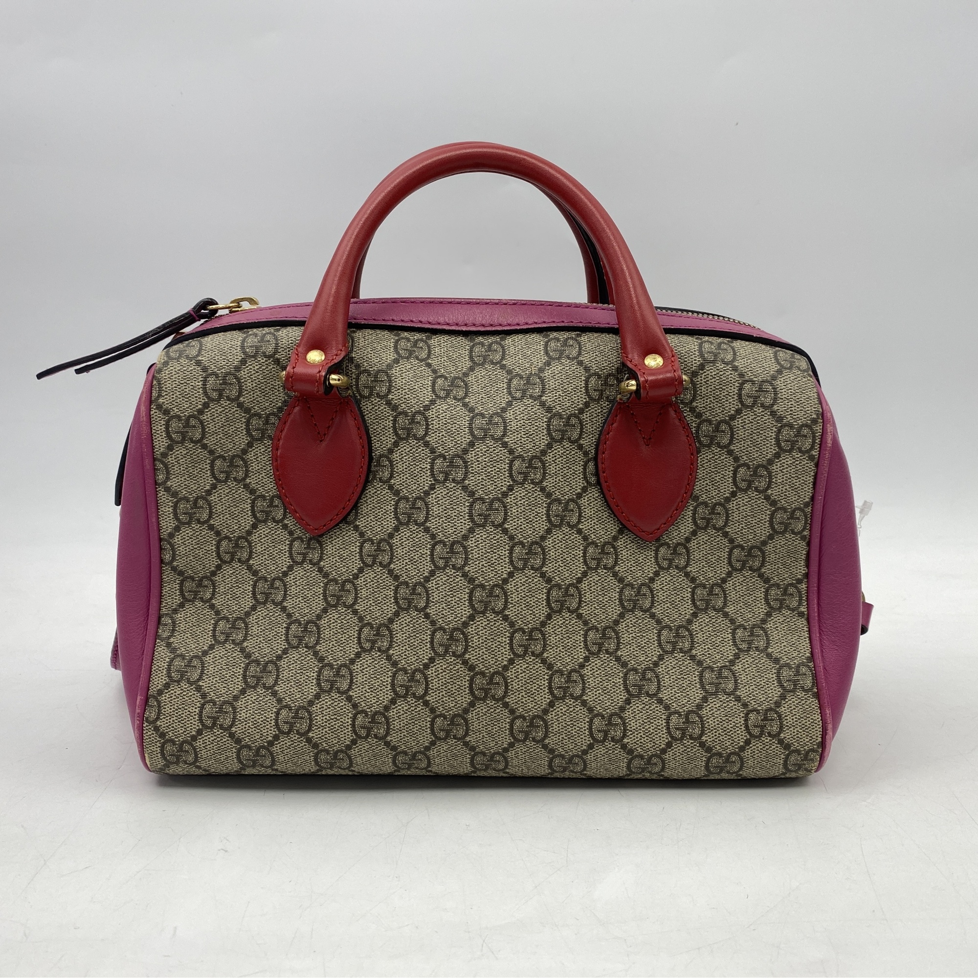 グッチ GGスプリーム 2WAYショルダーバッグ ハンドバッグ ピンク×ベージュ レザー ABランク