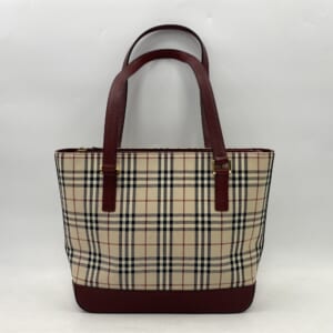 バーバリー トートバッグ ノバチェック ベージュ×赤 キャンバス×レザー 買取実績【買取日：2026年1月6日】