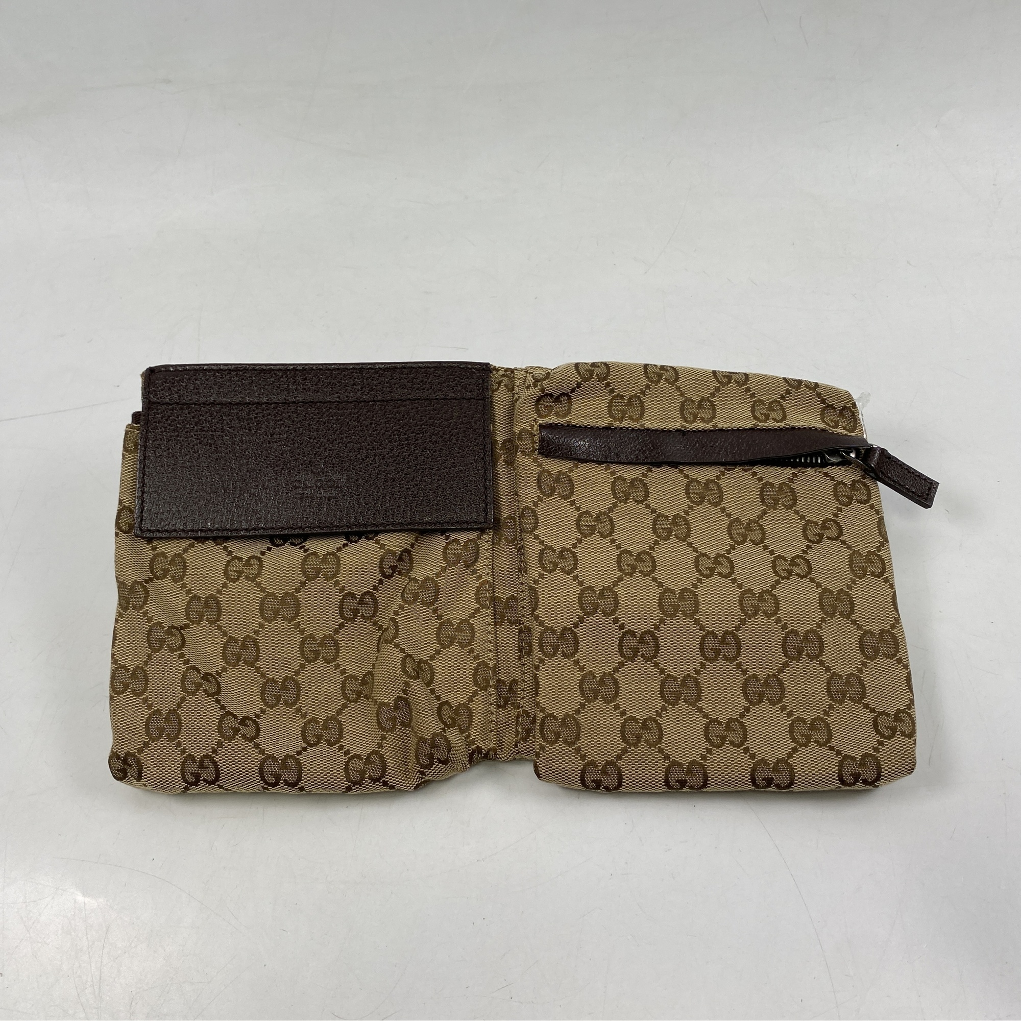 グッチ GGキャンバス ウエストバッグ ベージュ×ブラウン ジャガード×レザー Bランク