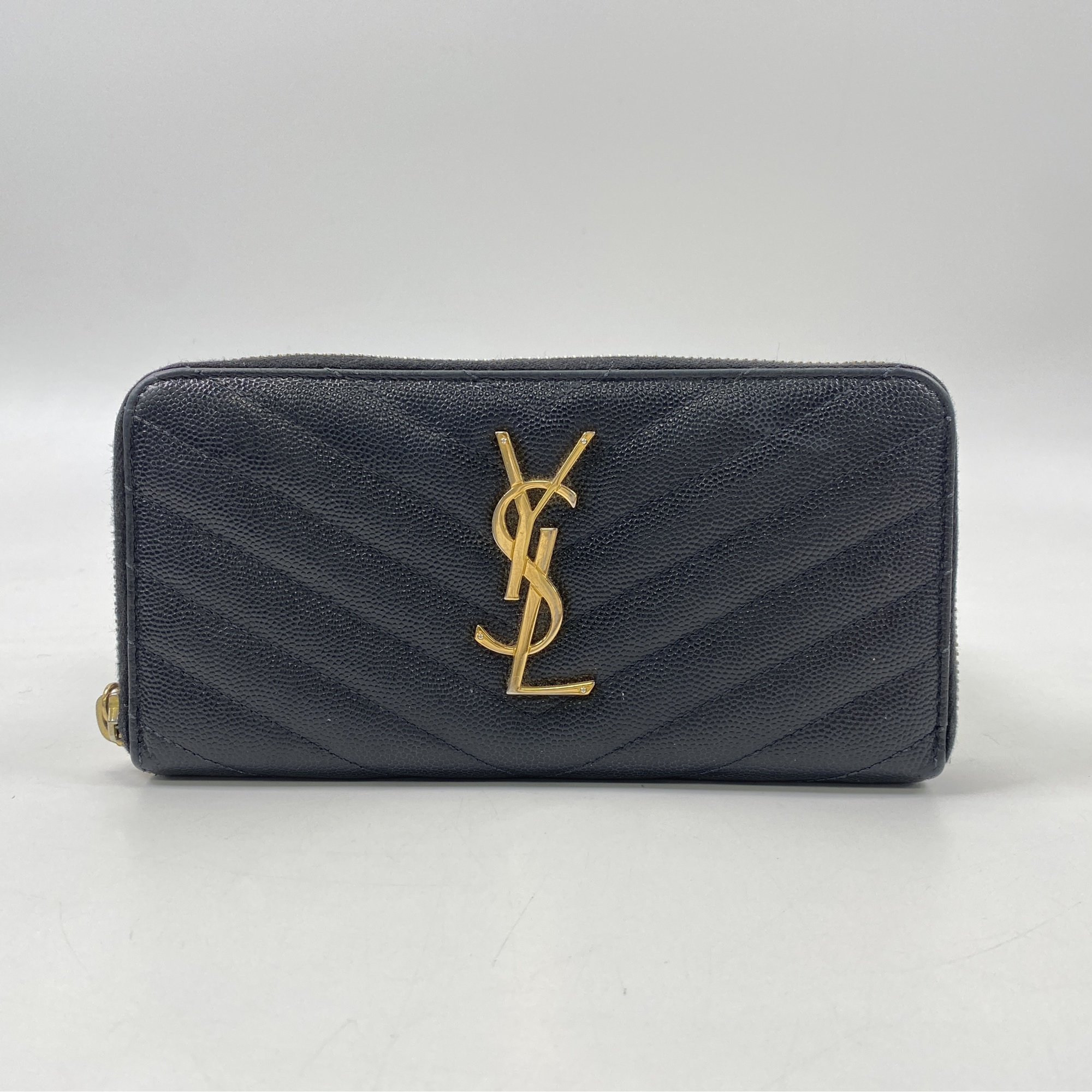 サンローラン ラウンドファスナー 長財布 黒 レザー ロゴ ラウンド