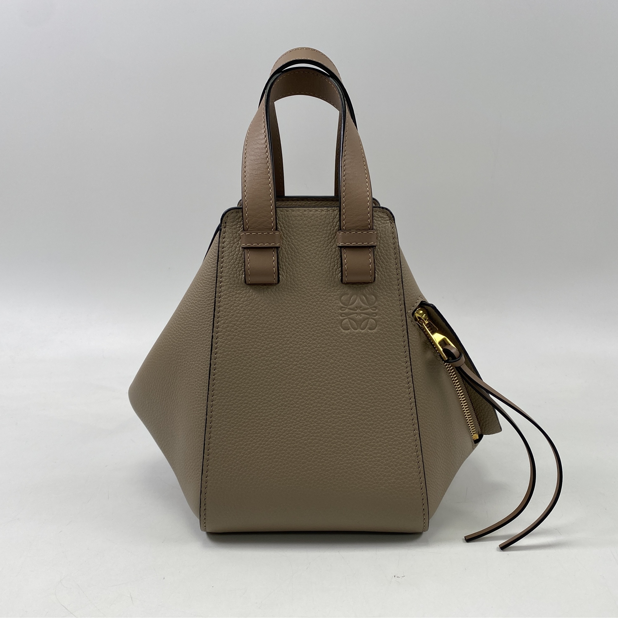 ロエベ ハンモック コンパクト グレージュ バイカラー レザー Bランク