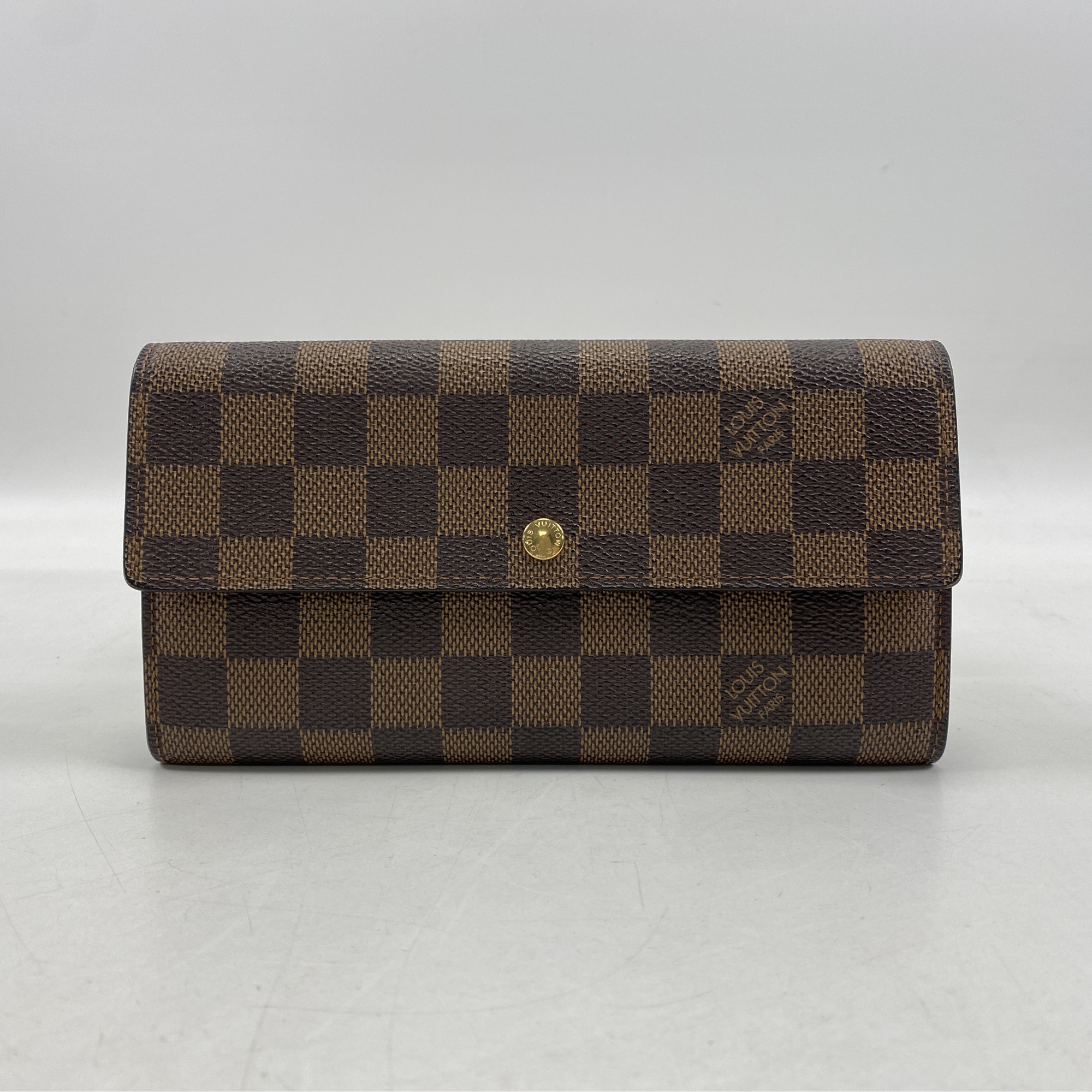ルイ・ヴィトン ダミエ ポルトフォイユ・サラ 二つ折り 長財布 ブラウン PVC Bランク