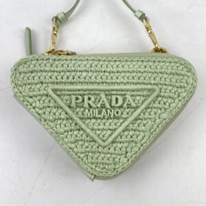 プラダ ラフィア トライアングルショルダーバッグ パステルグリーン レザー 1NR015 買取実績【買取日：2026年1月17日】