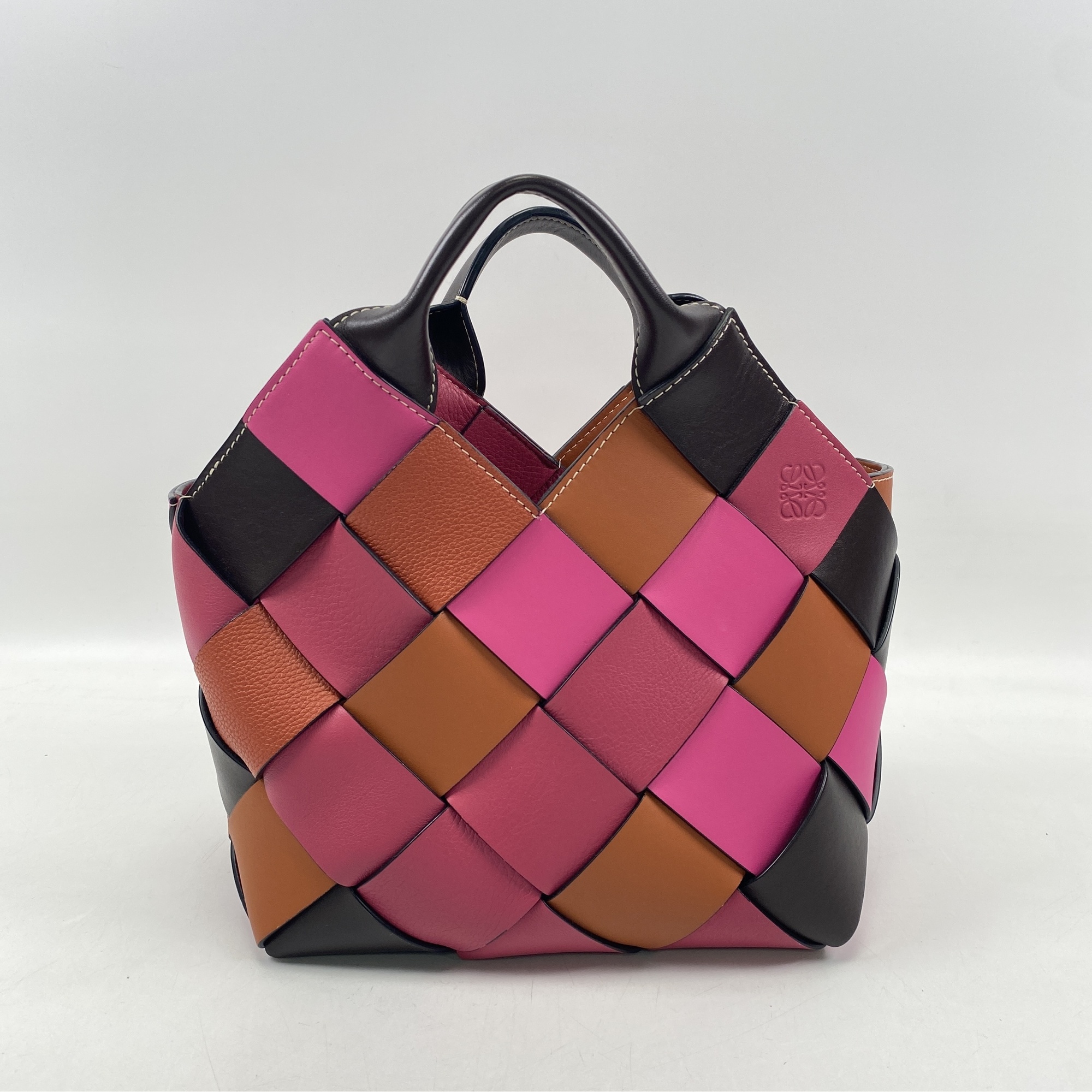 ロエベ ウーブンバッグ 2wayバッグ マルチカラー レザー Bランク